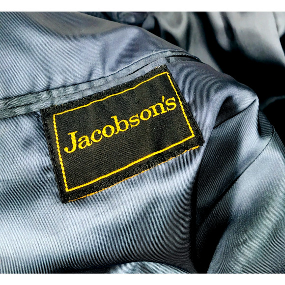 42L Jacobsons USA Mens Vintage Double Breasted Linen Wool Blazer Jacket Navy - Picture 9 of 14